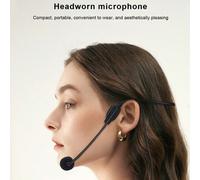 Shein Micrófono montado en la oreja, auricular con micrófono con conector redondo de 3.5 mm, negro, para amplificador de voz del profesor, guía de capacitac