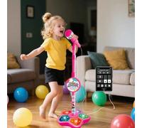 Shein Micrófono para niños con soporte ajustable, juguete de karaoke, trae la diversión de un concierto en vivo a casa, desarrolla la confianza y la creativ