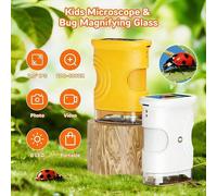 Shein Microscopio digital para niños con pantalla IPS de 2.0", 1000X de aumento, microscopio portátil de bolsillo con 8 luces LED y brillo ajustable, recarg
