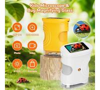 Shein Microscopio mini portátil para niños, microscopio digital de mano, con pantalla HD de 2.0'', 1000X de magnificación, 8 luces LED ajustables, toma de f
