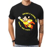 Shein Mighty Mouse, here I come, to save the world! Classic t-shirt 334554 funny men's short sleeve printed T-shirt series, black PR Tee For Adult, Men, Wom