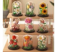 Shein Mini Bloques de Construcción de Flores Decoración (120+ Piezas/Estilo), Ensamblaje DIY, Flor Realista, Adorno de Exhibición Creativo, Adecuado como Re