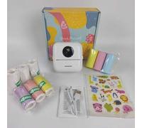 Shein Mini Impresora, Impresora de Etiquetas Portátil sin Tinta con 9 Rollos de Papel de Impresión Térmica, para Notas, Imágenes, Fotos, Diarios, DIY, Compa