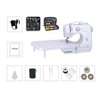 Shein Mini máquina de coser con placa de extensión, prensatelas para 11 agujas, juego de accesorios de costura de 97 piezas, UE 220 V, morado