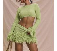 Shein Minifalda ajustada de punto, elegante y linda, ideal para vacaciones de verano, primavera, estilo bohemio, cowgirl, festivales, conciertos, Ibiza, sal