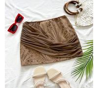 Shein Minifalda de encaje y malla con hombros descubiertos, estilo vanguardista y sexy, para vacaciones, estilo europeo y americano joven. Atuendos de disco