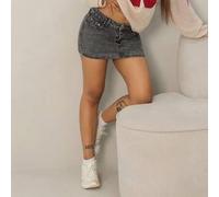 Shein Minifalda de mezclilla para mujer, estilo Y2K, ropa para conciertos musicales, ropa de calle para volver al colegio