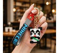 Shein MINISO Minecraft Panda Pixel Llavero, Colgante de Animal Suave, Encanto de Bolsa Kawaii Pixelcore, Accesorio de Transporte Gamer Negro Blanco, Decorac