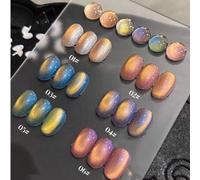 Shein Miss Leia Set de 6 esmaltes de uñas de gel de 15ml, Crystal Glass Bead Cat's Eye, con efecto universo y flash de verano. Incluye esmaltes de gel blanq