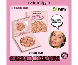 Shein MISSLYN-Cutie Pie Rubor de 3 colores, fácil de mezclar, brillo natural mate, de larga duración, polvo de rubor ligero y suave, crea un aspecto de maqu