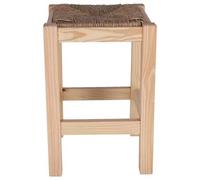 Shein MOBILIARIO & DECORACIÓN Banqueta rústica cuadrada baja en madera, acabado SIN barniz, 32,5x32,5x48,5 cm