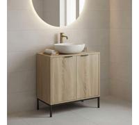 Shein MOBLEKIT | Muebles Auxiliares de Baño de Madera y Metal, Columnas y Armarios Bajo Lavabo con Estantes o Puertas, Soluciones de Almacenaje para Toallas