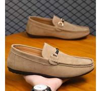 Shein Mocasines casuales para hombre, zapatos náuticos de piel con suela plana y puntera redonda, negros, para vestir formal y negocios (corren pequeños y e