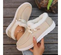 Shein Mocasines de felpa para mujer, estilo otoño/invierno 2025, cálidos y esponjosos, de suela baja tipo botas de nieve, para usar con suéter y botas de pi