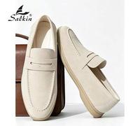 Shein Mocasines de hombre de diseñador de moda de lujo, mocasines tipo penny de ante suave, zapatos casuales de lujo asequible para la vida moderna, mocasin