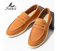 Shein Mocasines Penny de Diseñador de Moda de Lujo para Hombres, Zapatos Casuales de Cuero Sintético de Gamuza de unicolor, Lujo Asequible para la Vida Mode