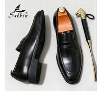 Shein Mocasines Penny de Lujo Vintage de Diseñador para Hombre, Zapatos de Cuero Elegantes para Caballero Social, Lujo Asequible para la Vida Moderna, Conve