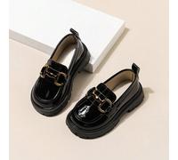 Shein Mocasines planos impermeables y ligeros para niñas, estilo princesa británico, aptos para todas las estaciones