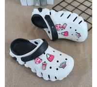 Shein Mochila casual rosa dulce para mujer, sandalias tipo mules con suela perforada y transpirable con plantillas extraíbles, adecuadas para el campus, niñ