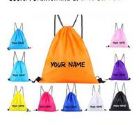 Shein Mochila con cordón personalizada con iniciales y nombre, bolsa de mochila impermeable para deportes, gimnasio, viajes, escuela, saco de cincha, bolsa