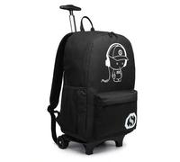 Shein Mochila con ruedas - Brilla en la oscuridad y función musical - Capacidad de 25 litros, carrito desmontable, compartimento para portátil, apta para eq