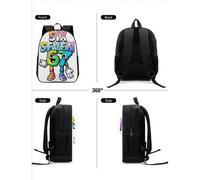 Shein Mochila con temática de robot SIX SEVEN, diseño de color de contraste de moda para adolescentes, bolsa de viaje, mochila escolar unisex para estudiant