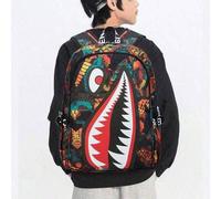 Shein Mochila de gran capacidad con estampado de tiburón para adolescentes, mochila personalizada minimalista para la temporada de regreso a clases, mochila