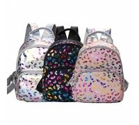 Shein Mochila de moda para niños con diseño de unicornio en piel sintética (PU), con decoración de brillo, efecto láser, estampado de corazón y termo-estamp