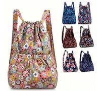 Shein Mochila de nailon con cordón con gran capacidad y diseño simple, adecuada para viajes, fitness y deportes