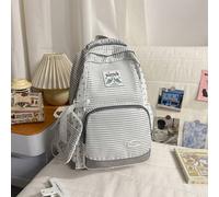 Shein Mochila de niña con rayas y estrellas para estudiantes de secundaria y preparatoria; bolsa escolar para ir a clase; bolsa de viaje de ocio al aire lib