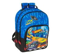 Shein Mochila doble adaptable al carrito Hot Wheels "Vamos a Correr" con doble compartimento principal y cierre con cremallera - Mochila doble con base refo