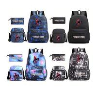 Shein Mochila escolar de gran capacidad con estampado de arcoíris y diseño de Spiderman de Marvel, organizador de maquillaje y estuche cosmético de gran cap