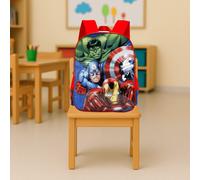 Shein Mochila escolar de un compartimento de 31x26x11 cm con los personajes de Marvel Avengers: Hulk, Capitán América y Iron Man para niños