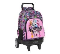 Shein Mochila Grande Con Ruedas Compacta Evol. Extraíble Monster High "Drama" Compartimentos Espaciosos y Prácticos | Mochila Fácil de Transportar con Corre
