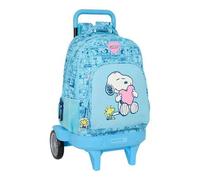 Shein Mochila Grande Con Ruedas Compacta Evol. Extraíble Snoopy "Love" Compartimentos Espaciosos y Prácticos | Mochila Fácil de Transportar con Correas Acol