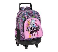 Shein Mochila Grande Con Ruedas Compacta Extraible Monster High "Drama" Compartimentos Espaciosos y Prácticos | Mochila Fácil de Transportar con Correas Aco