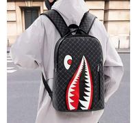 Shein Mochila grande de capacidad versátil con estampado de tiburón para adolescentes, mochila personalizada minimalista para la temporada de regreso a clas