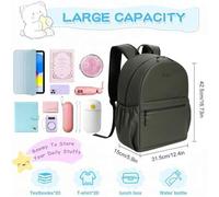 Shein Mochila grande de piel sintética para mujer, mochila para hombre, bolso de hombro multicompartimento, ideal para viajes, trabajo y escuela.
