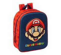Shein Mochila Guarderia 3D Bolsillo Red Super Mario Compartimentos Organizadores con Cierre de Cremallera - Mochila Guarderia Red Super Mario Con Correas A