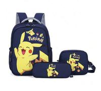 Shein Mochila infantil Pokémon, set de 3 piezas: mochila escolar de dibujos animados con gran capacidad, correas ajustables, diseño dulce y versátil, ideal