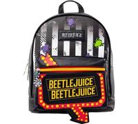 Shein Mochila mini con diseño de letrero de neón de Beetlejuice, ligera y compacta, con múltiples compartimentos y cierre de cremallera , diseño exclusivo y