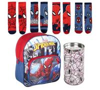 Shein Mochila Pequeña Infantil de Spiderman-Licencia Oficial Marvel, Unisex niños + Pack de 4 Calcetines infantiles diseño Spiderman Talla 27-30. Envío grat