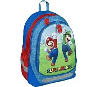 Shein Mochila Super Mario Grande 43 cm con 3 Compartimentos y Tirantes Regulables, Junior, Licencia 100% Oficial, Color Azul, 43 cm, Kiglam. Envios 24-48 ho