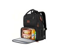 Shein Mochila térmica de 15.6 pulgadas para hombre y mujer, mochila para portátil con compartimento térmico, puerto de carga USB, impermeable, ideal para vi
