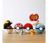 Shein Modelo de bloques de construcción de Pokémon, sin caja, Pikachu Mini Kit pequeño de bricolaje con bloques clásicos, serie de bolas Pokémon, figuras or