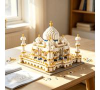 Shein Modelo de Bloques de Construcción del Taj Mahal, 1400+ Micro Partículas, Kit de Ensamblaje de Arquitectura Mundialmente Famosa, Exquisito Adorno de Ex