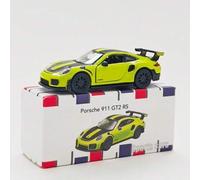 Shein Modelo de coche de aleación Bburago Porsche 911 GT2 RS a escala 1:64 - Modelo de coche de carreras verde fluorescente como decoración de sobremesa par
