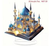 Shein Modelo de mezquita acrílica plana 2D de 0,3 cm de grosor, diseño elegante para decoración del hogar y fiestas - perfecto para celebraciones del Día Na