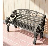 Shein Modelo de mini banco de parque | Material de plástico negro | Diseño de biselado exquisito | Adecuado para decoración de casa de muñecas y jardín de h