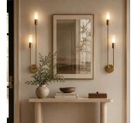 Shein Moderna lámpara de pared interior con forma de vela en negro dorado y soquete G9 para iluminación de dormitorio, escalera y balcón (bombilla no inclui